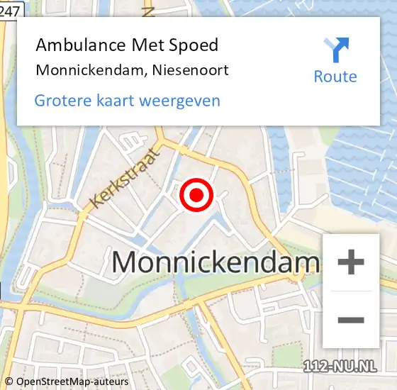 Locatie op kaart van de 112 melding: Ambulance Met Spoed Naar Monnickendam, Niesenoort op 14 mei 2024 02:31