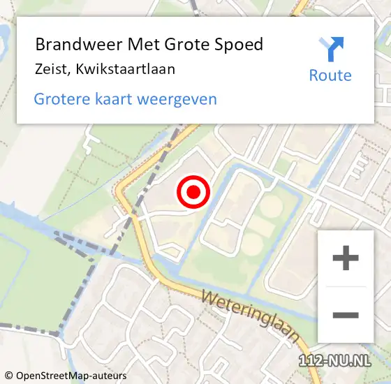 Locatie op kaart van de 112 melding: Brandweer Met Grote Spoed Naar Zeist, Kwikstaartlaan op 14 mei 2024 02:44