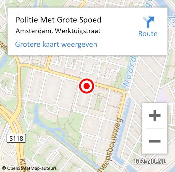 Locatie op kaart van de 112 melding: Politie Met Grote Spoed Naar Amsterdam, Werktuigstraat op 14 mei 2024 03:07