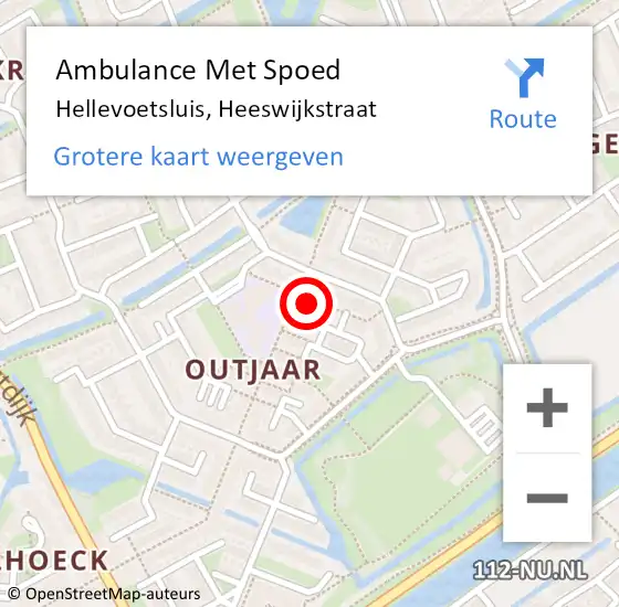 Locatie op kaart van de 112 melding: Ambulance Met Spoed Naar Hellevoetsluis, Heeswijkstraat op 14 mei 2024 03:13