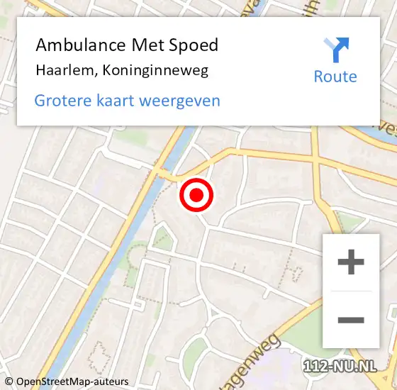 Locatie op kaart van de 112 melding: Ambulance Met Spoed Naar Haarlem, Koninginneweg op 14 mei 2024 03:25
