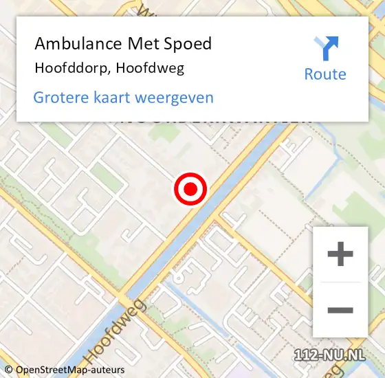 Locatie op kaart van de 112 melding: Ambulance Met Spoed Naar Hoofddorp, Hoofdweg op 14 mei 2024 04:12