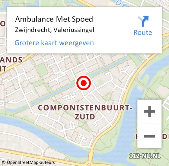 Locatie op kaart van de 112 melding: Ambulance Met Spoed Naar Zwijndrecht, Valeriussingel op 14 mei 2024 04:36