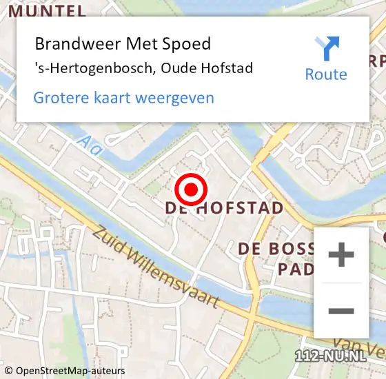 Locatie op kaart van de 112 melding: Brandweer Met Spoed Naar 's-Hertogenbosch, Oude Hofstad op 14 mei 2024 05:06
