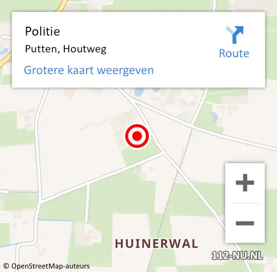 Locatie op kaart van de 112 melding: Politie Putten, Houtweg op 14 mei 2024 07:19