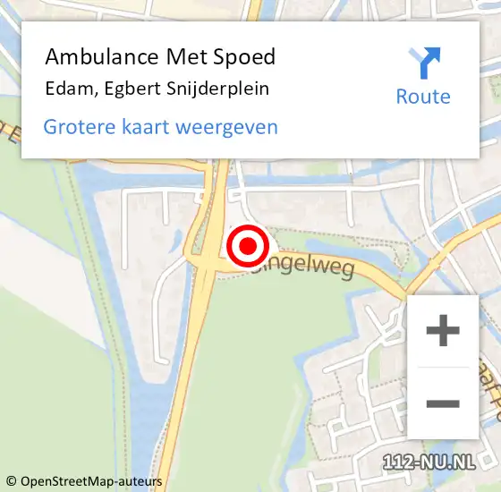Locatie op kaart van de 112 melding: Ambulance Met Spoed Naar Edam, Egbert Snijderplein op 14 mei 2024 07:35