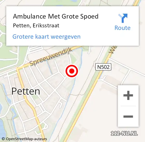Locatie op kaart van de 112 melding: Ambulance Met Grote Spoed Naar Petten, Eriksstraat op 14 mei 2024 07:36