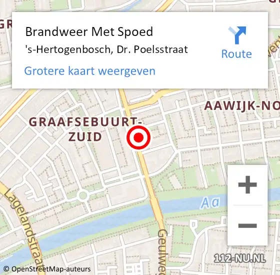 Locatie op kaart van de 112 melding: Brandweer Met Spoed Naar 's-Hertogenbosch, Dr. Poelsstraat op 14 mei 2024 07:41