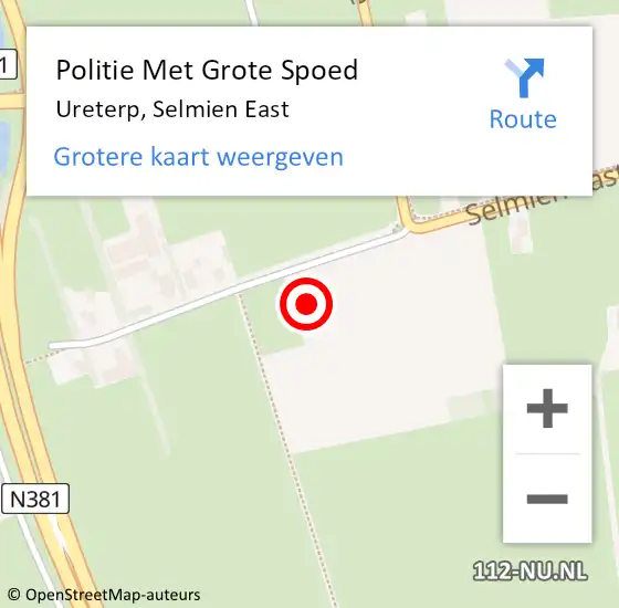 Locatie op kaart van de 112 melding: Politie Met Grote Spoed Naar Ureterp, Selmien East op 14 mei 2024 07:44