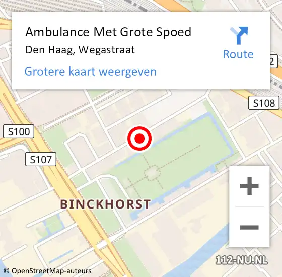 Locatie op kaart van de 112 melding: Ambulance Met Grote Spoed Naar Den Haag, Wegastraat op 14 mei 2024 07:46