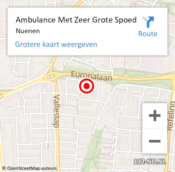 Locatie op kaart van de 112 melding: Ambulance Met Zeer Grote Spoed Naar Nuenen op 14 mei 2024 07:49