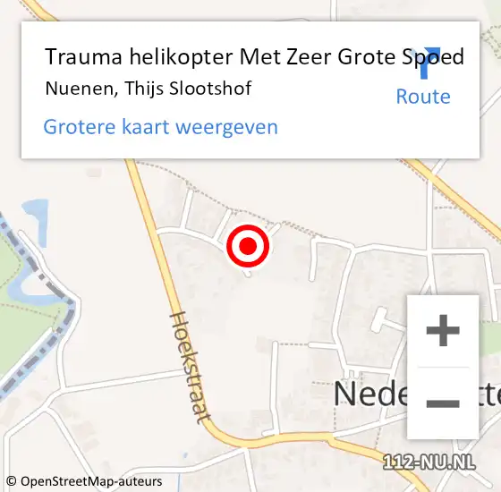 Locatie op kaart van de 112 melding: Trauma helikopter Met Zeer Grote Spoed Naar Nuenen, Thijs Slootshof op 14 mei 2024 07:50