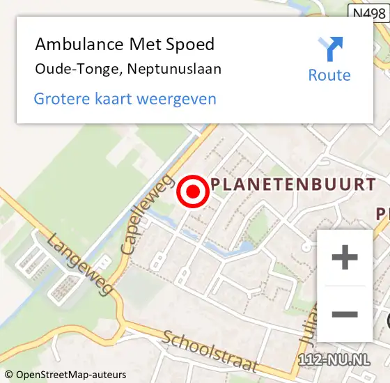 Locatie op kaart van de 112 melding: Ambulance Met Spoed Naar Oude-Tonge, Neptunuslaan op 14 mei 2024 07:52