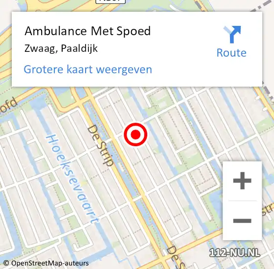 Locatie op kaart van de 112 melding: Ambulance Met Spoed Naar Zwaag, Paaldijk op 14 mei 2024 08:08