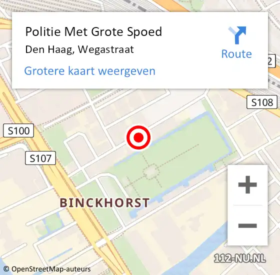 Locatie op kaart van de 112 melding: Politie Met Grote Spoed Naar Den Haag, Wegastraat op 14 mei 2024 08:11