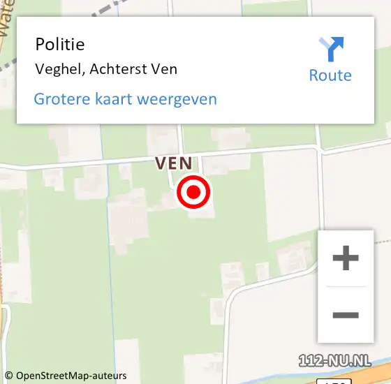Locatie op kaart van de 112 melding: Politie Veghel, Achterst Ven op 14 mei 2024 08:22