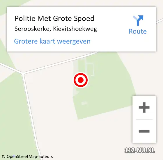 Locatie op kaart van de 112 melding: Politie Met Grote Spoed Naar Serooskerke, Kievitshoekweg op 14 mei 2024 08:27