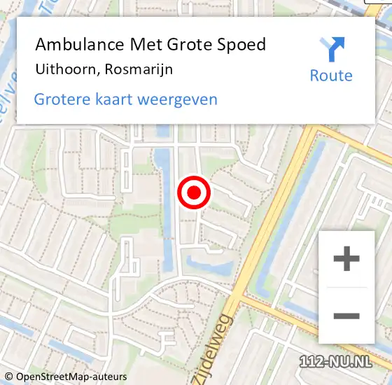 Locatie op kaart van de 112 melding: Ambulance Met Grote Spoed Naar Uithoorn, Rosmarijn op 14 mei 2024 08:29