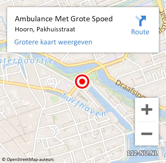 Locatie op kaart van de 112 melding: Ambulance Met Grote Spoed Naar Hoorn, Pakhuisstraat op 14 mei 2024 08:37