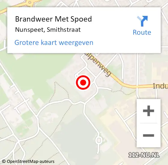 Locatie op kaart van de 112 melding: Brandweer Met Spoed Naar Nunspeet, Smithstraat op 14 mei 2024 08:56