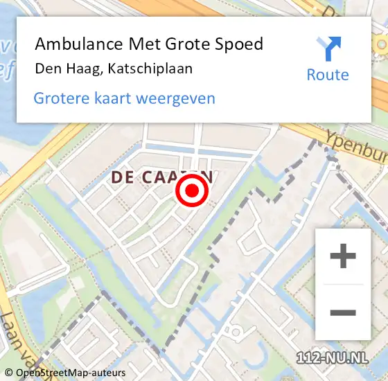 Locatie op kaart van de 112 melding: Ambulance Met Grote Spoed Naar Den Haag, Katschiplaan op 14 mei 2024 08:58