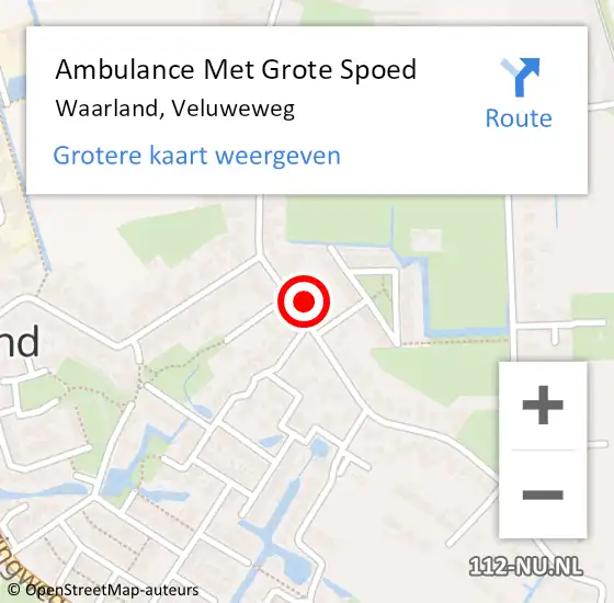 Locatie op kaart van de 112 melding: Ambulance Met Grote Spoed Naar Waarland, Veluweweg op 14 mei 2024 09:04