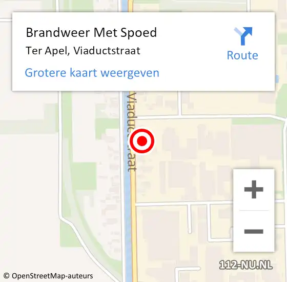 Locatie op kaart van de 112 melding: Brandweer Met Spoed Naar Ter Apel, Viaductstraat op 14 mei 2024 09:06
