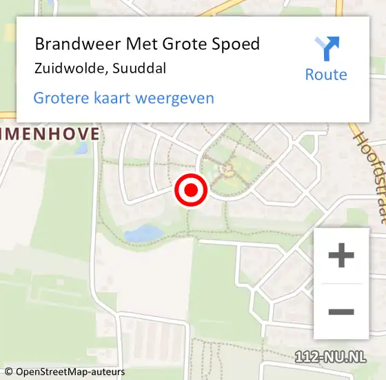 Locatie op kaart van de 112 melding: Brandweer Met Grote Spoed Naar Zuidwolde, Suuddal op 14 mei 2024 09:13