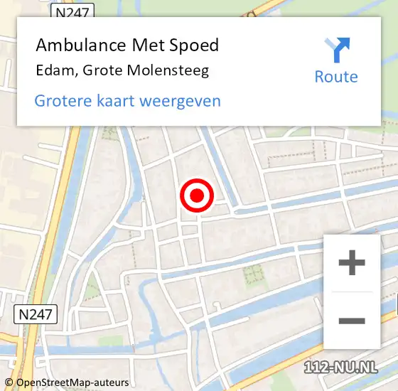 Locatie op kaart van de 112 melding: Ambulance Met Spoed Naar Edam, Grote Molensteeg op 14 mei 2024 09:14