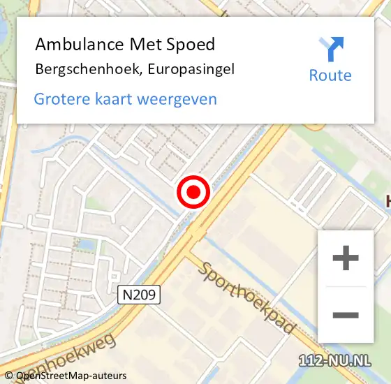 Locatie op kaart van de 112 melding: Ambulance Met Spoed Naar Bergschenhoek, Europasingel op 14 mei 2024 09:17