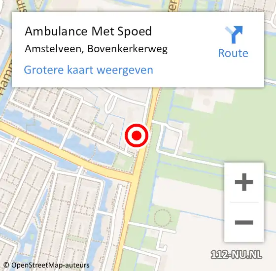 Locatie op kaart van de 112 melding: Ambulance Met Spoed Naar Amstelveen, Bovenkerkerweg op 14 mei 2024 09:36
