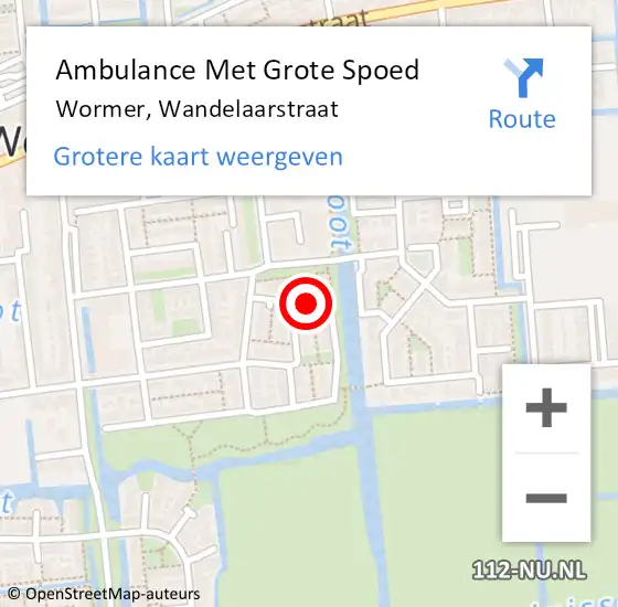 Locatie op kaart van de 112 melding: Ambulance Met Grote Spoed Naar Wormer, Wandelaarstraat op 14 mei 2024 09:36