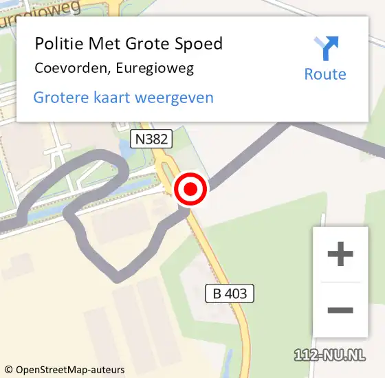 Locatie op kaart van de 112 melding: Politie Met Grote Spoed Naar Coevorden, Euregioweg op 14 mei 2024 09:56