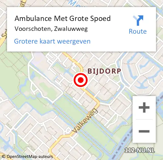 Locatie op kaart van de 112 melding: Ambulance Met Grote Spoed Naar Voorschoten, Zwaluwweg op 14 mei 2024 10:01