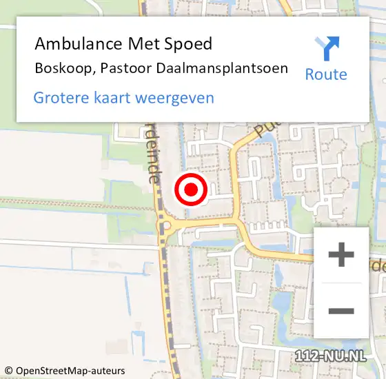 Locatie op kaart van de 112 melding: Ambulance Met Spoed Naar Boskoop, Pastoor Daalmansplantsoen op 14 mei 2024 10:07