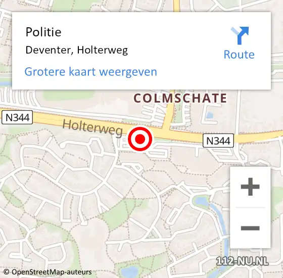 Locatie op kaart van de 112 melding: Politie Deventer, Holterweg op 14 mei 2024 10:08