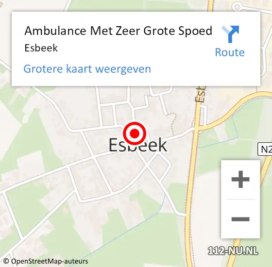 Locatie op kaart van de 112 melding: Ambulance Met Zeer Grote Spoed Naar Esbeek op 14 mei 2024 10:09