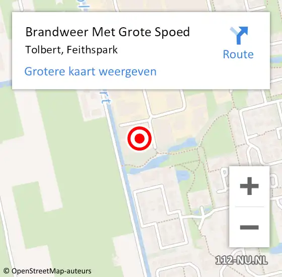 Locatie op kaart van de 112 melding: Brandweer Met Grote Spoed Naar Tolbert, Feithspark op 14 mei 2024 10:12