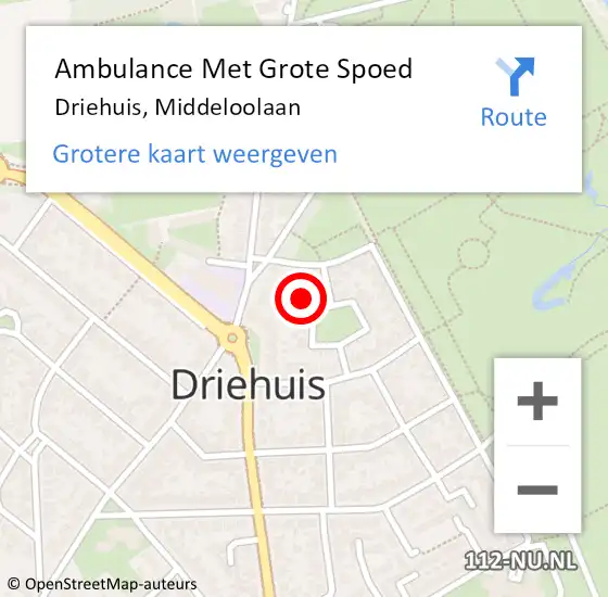 Locatie op kaart van de 112 melding: Ambulance Met Grote Spoed Naar Driehuis, Middeloolaan op 14 mei 2024 10:12