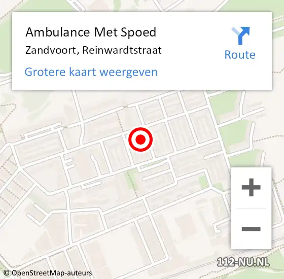 Locatie op kaart van de 112 melding: Ambulance Met Spoed Naar Zandvoort, Reinwardtstraat op 14 mei 2024 10:19