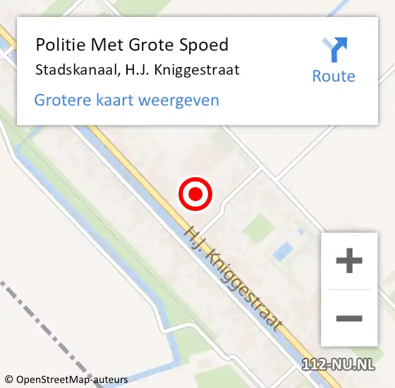 Locatie op kaart van de 112 melding: Politie Met Grote Spoed Naar Stadskanaal, H.J. Kniggestraat op 14 mei 2024 10:22