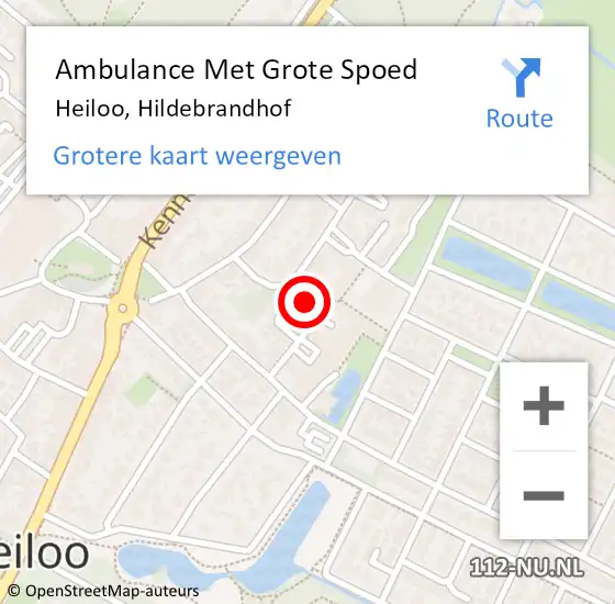 Locatie op kaart van de 112 melding: Ambulance Met Grote Spoed Naar Heiloo, Hildebrandhof op 14 mei 2024 10:32