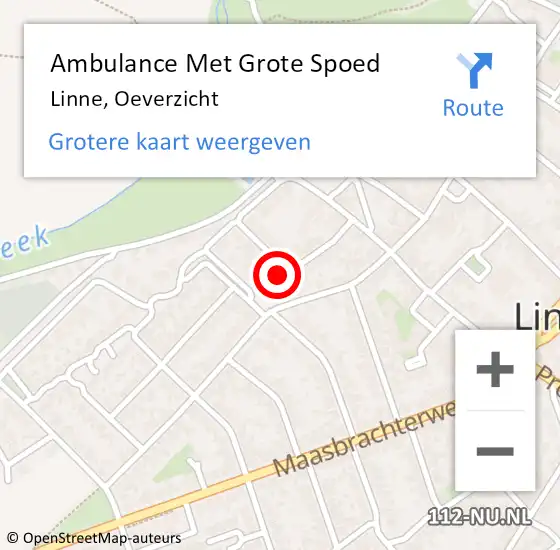 Locatie op kaart van de 112 melding: Ambulance Met Grote Spoed Naar Linne, Oeverzicht op 14 mei 2024 10:40