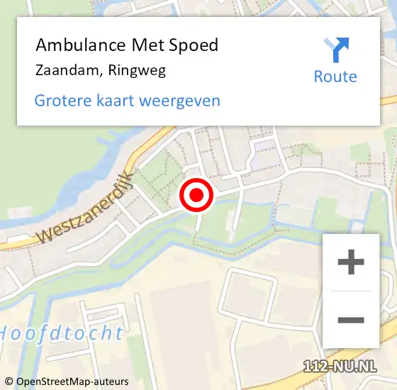 Locatie op kaart van de 112 melding: Ambulance Met Spoed Naar Zaandam, Ringweg op 14 mei 2024 10:54