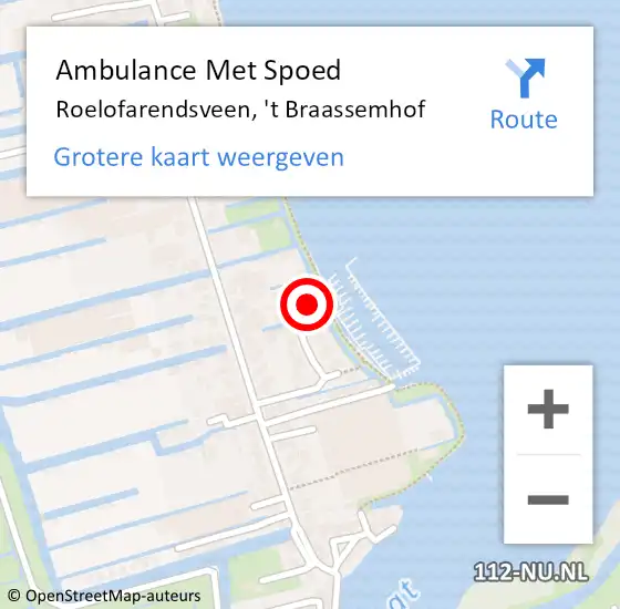 Locatie op kaart van de 112 melding: Ambulance Met Spoed Naar Roelofarendsveen, 't Braassemhof op 14 mei 2024 10:58