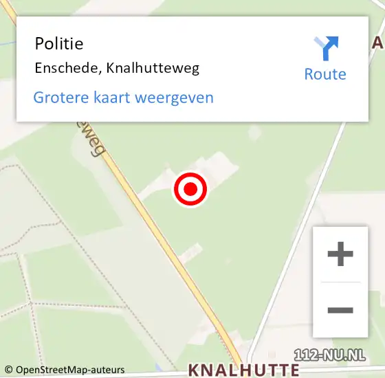 Locatie op kaart van de 112 melding: Politie Enschede, Knalhutteweg op 14 mei 2024 10:58