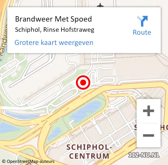 Locatie op kaart van de 112 melding: Brandweer Met Spoed Naar Schiphol, Rinse Hofstraweg op 14 mei 2024 11:08