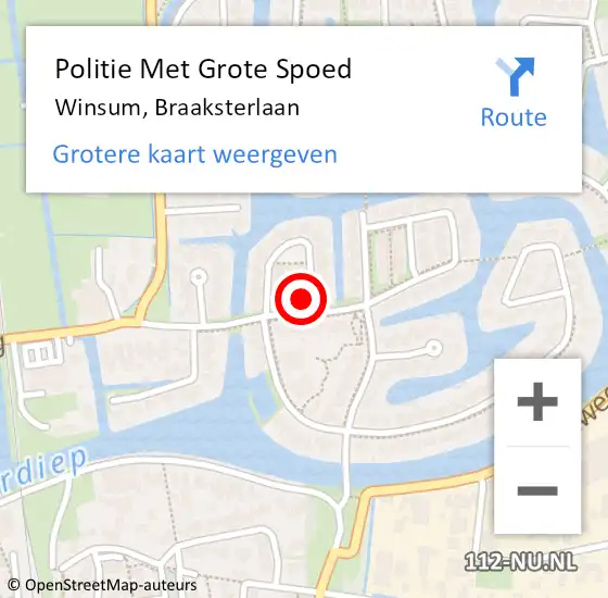 Locatie op kaart van de 112 melding: Politie Met Grote Spoed Naar Winsum, Braaksterlaan op 14 mei 2024 11:16