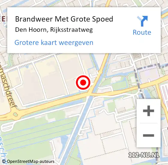 Locatie op kaart van de 112 melding: Brandweer Met Grote Spoed Naar Den Hoorn, Rijksstraatweg op 14 mei 2024 11:35