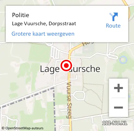 Locatie op kaart van de 112 melding: Politie Lage Vuursche, Dorpsstraat op 14 mei 2024 11:35